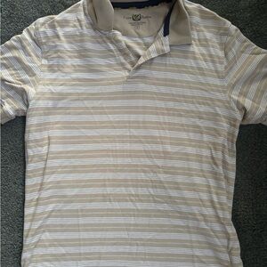 Club Room Beige and White Striped Polo Shirt